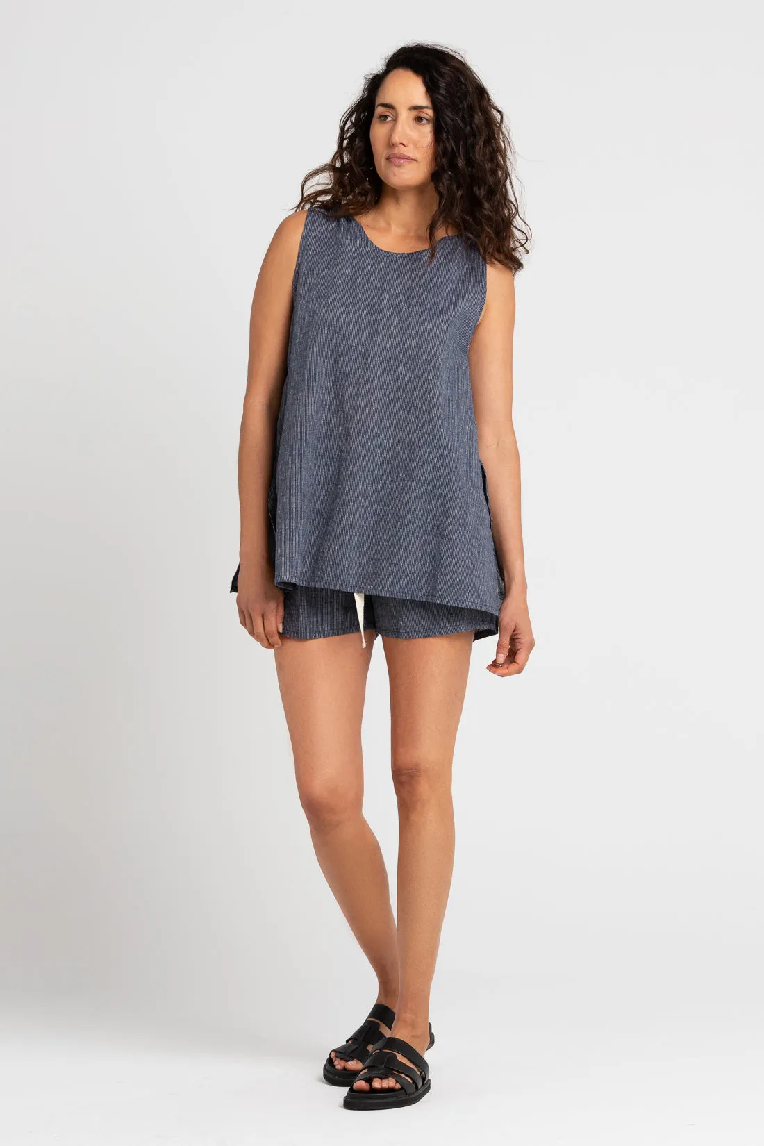 Cooper Hemp Cotton Short Navy Stripe