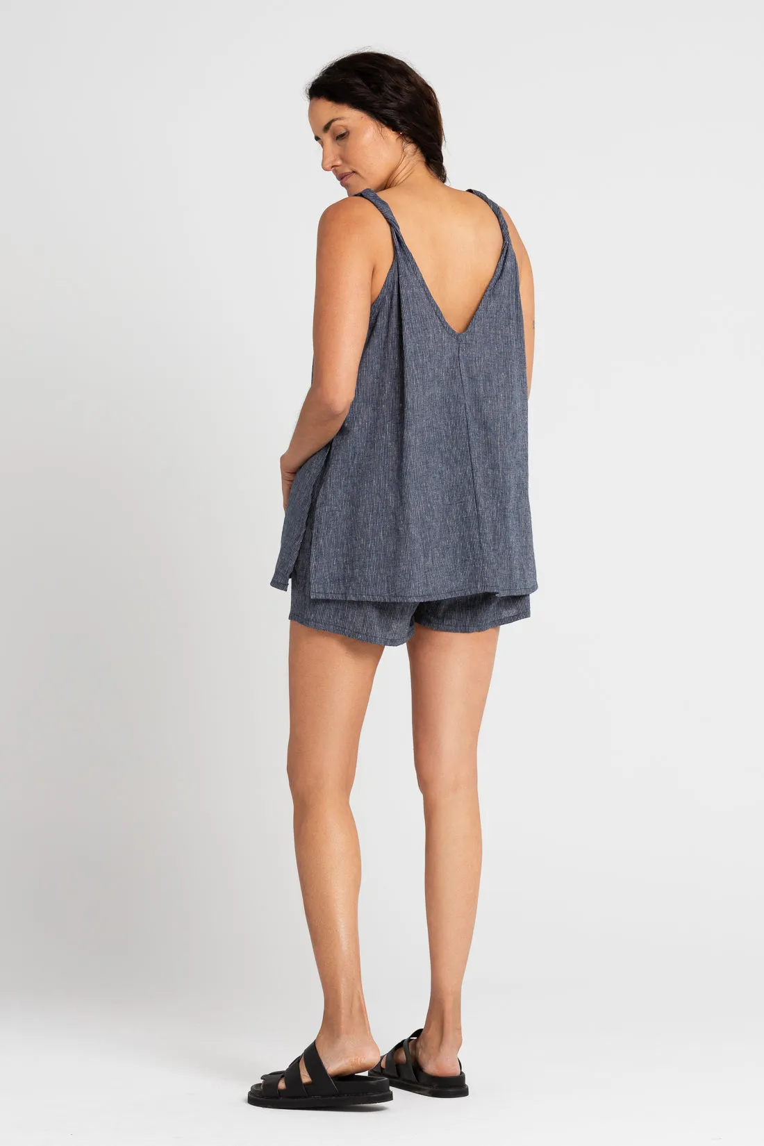 Cooper Hemp Cotton Short Navy Stripe