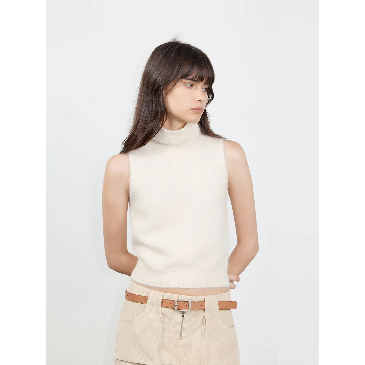 Cream Turtleneck Vest