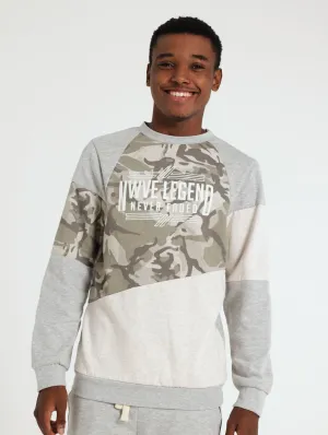 Crew Neck Fleece Top - Light Grey