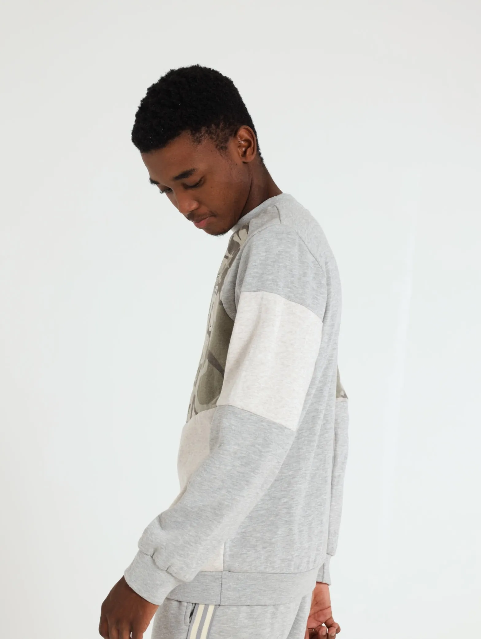 Crew Neck Fleece Top - Light Grey