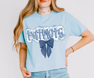 Cropped Comfort Colors Lewisburg Bow Shirt / Adult Sizes/ Lewisburg -Desoto County Schools /Lewisburg Patriots Mississippi School Shirt