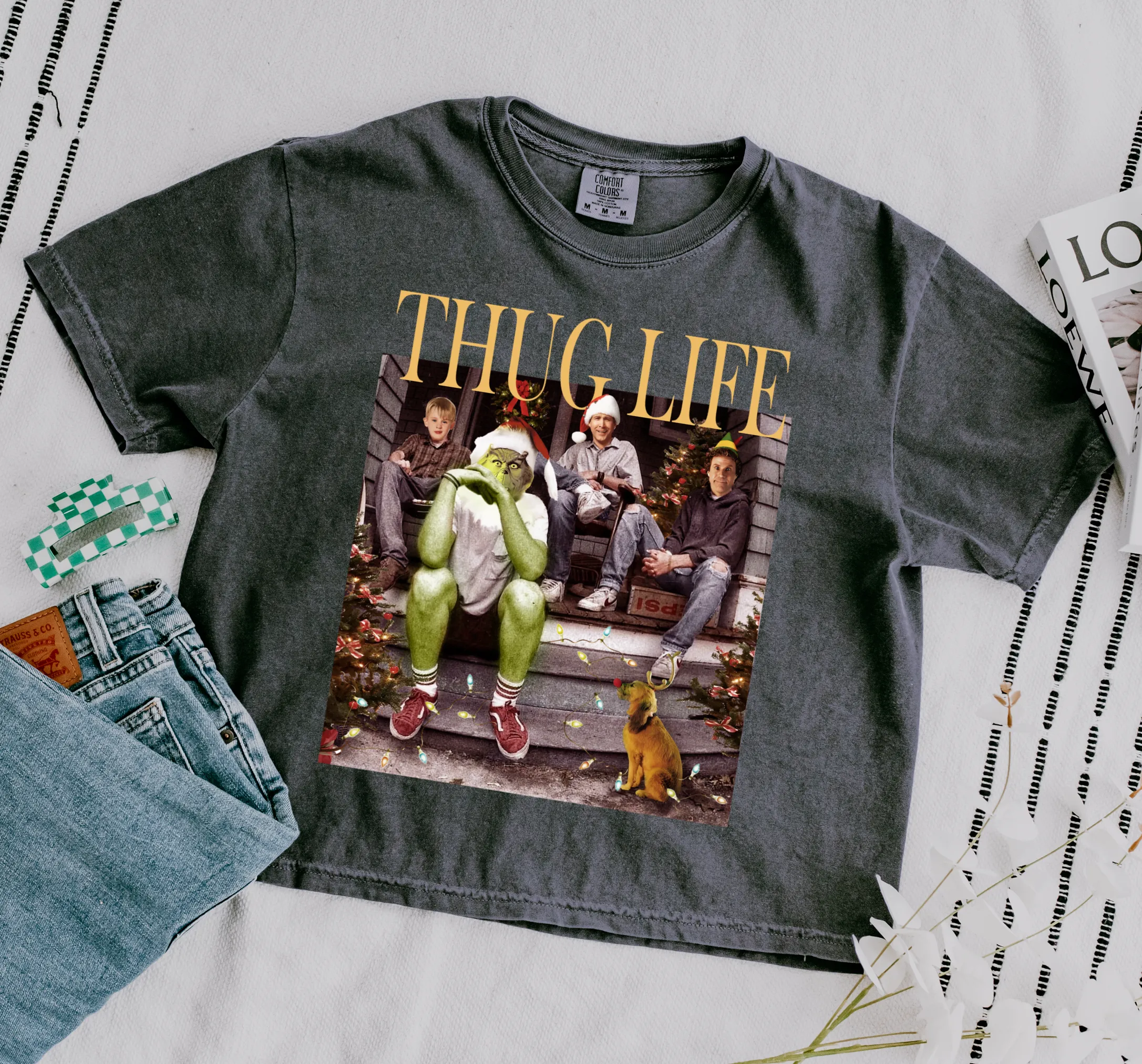 Cropped Comfort Colors Thug Life Christmas Popular Characters Tee/Christmas Movie Shirt Adult Shirts