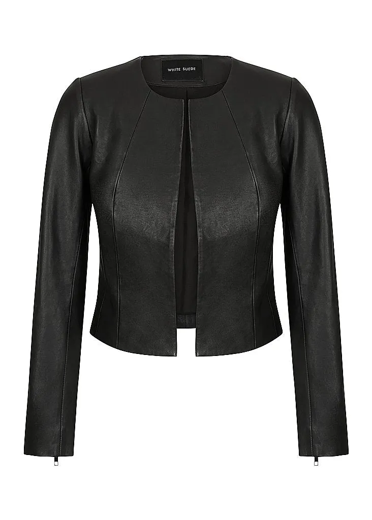 cropped e to e leather jkt (s622123)