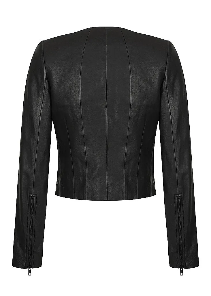 cropped e to e leather jkt (s622123)