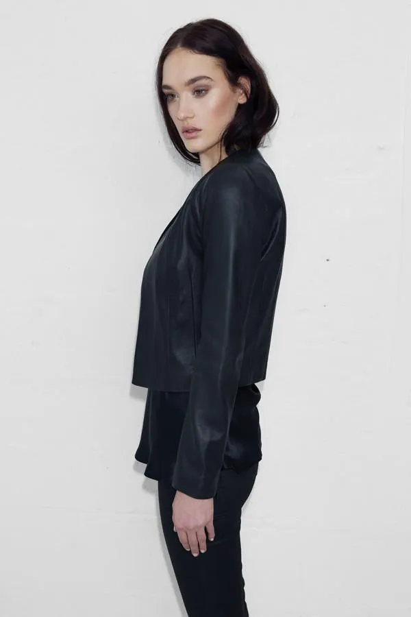 cropped e to e leather jkt (s622123)