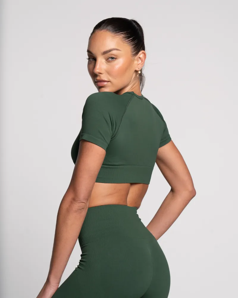 Cropped Seamless Tee - Emerald