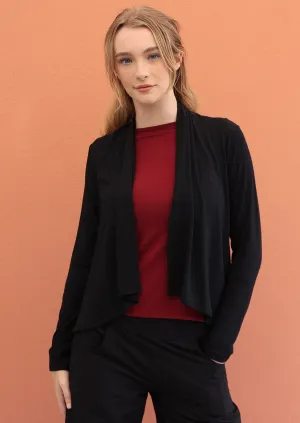 Cropped Waterfall Cardi Black