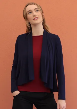 Cropped Waterfall Cardi Dark Navy Blue