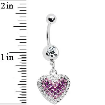 Crystalline Gem Violet Paved Heart Belly Ring