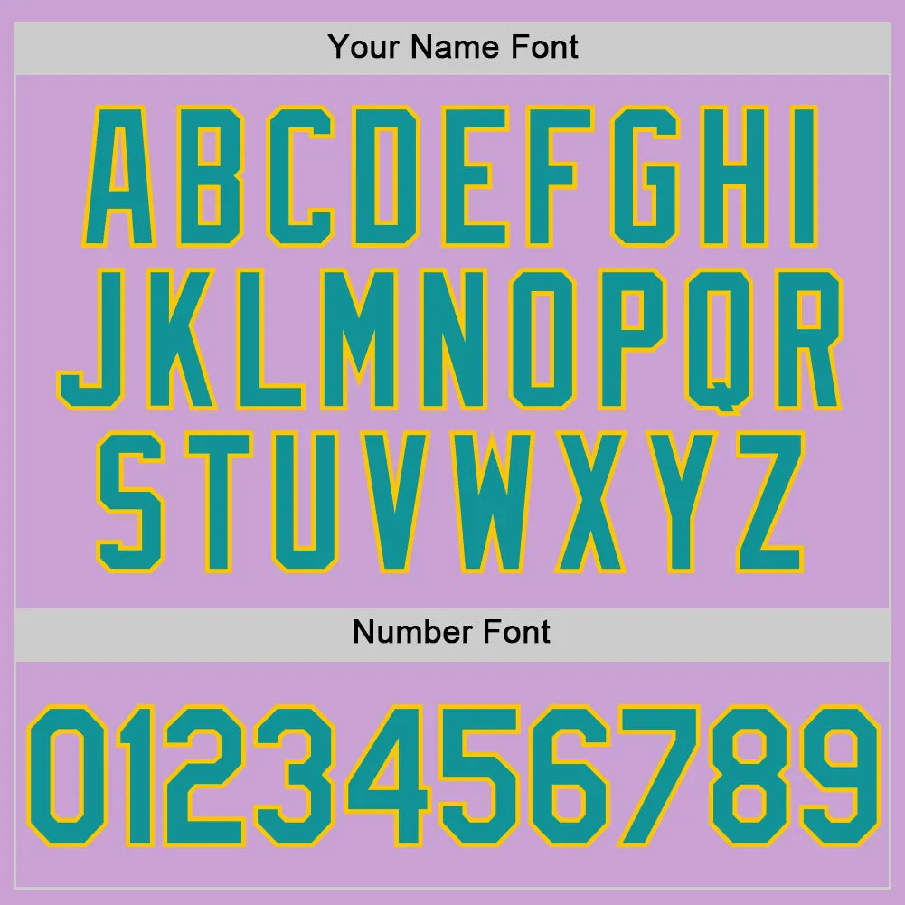 Custom Light Purple Teal-Yellow Authentic Baseball Jersey