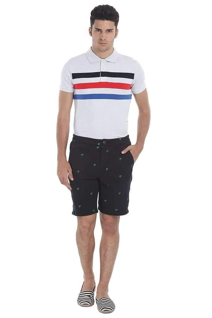 Desert Palm Embroidered Knit Shorts