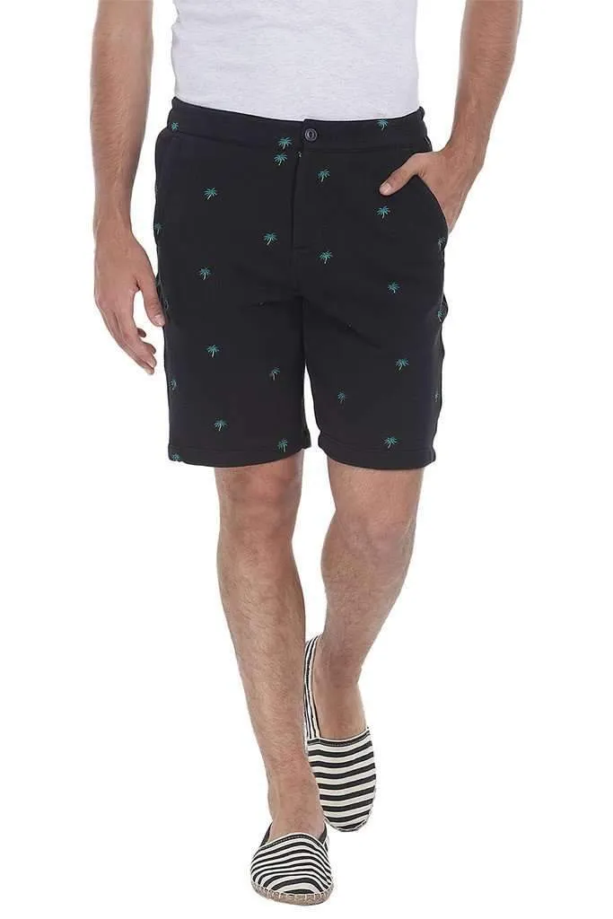 Desert Palm Embroidered Knit Shorts