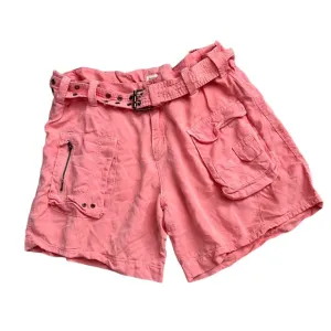Dylan Salmon Pink Belted Cargo Tencel Shorts