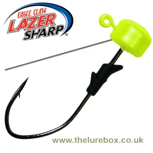 Eagle Claw Lazer Sharp Pro V Finesse Weedless Ned Jig Heads - Chartreuse