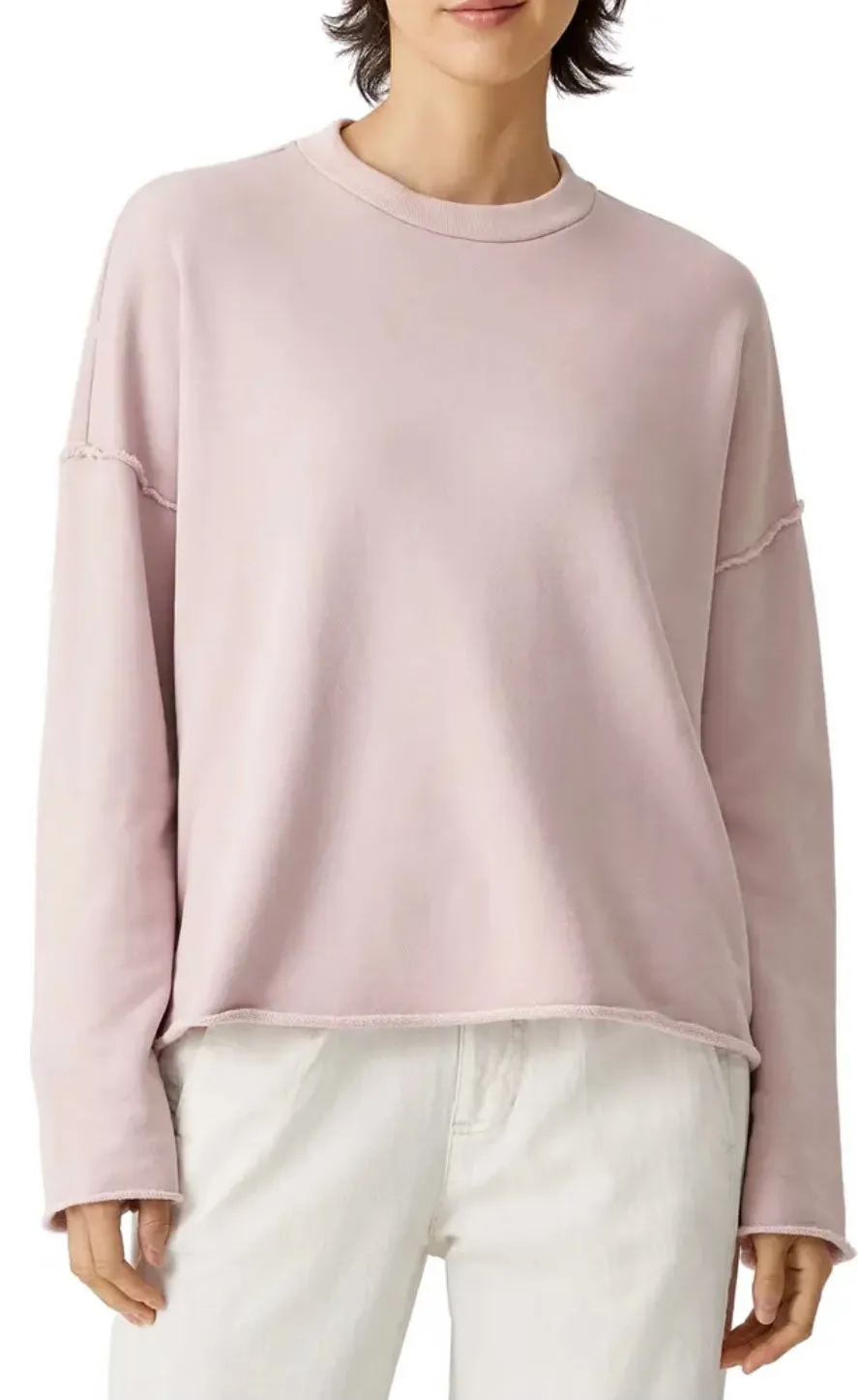 Eileen Fisher Crewneck Boxy Organic Cotton Sweatshirt