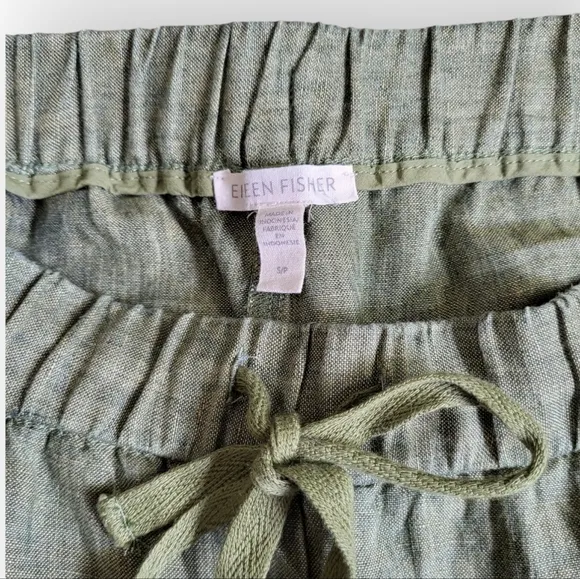 EILEEN FISHER Washed Organic Linen Delave Shorts Green Small