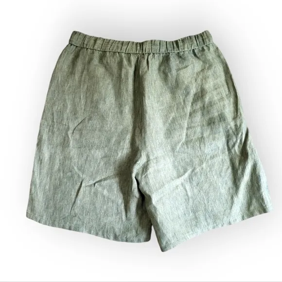 EILEEN FISHER Washed Organic Linen Delave Shorts Green Small
