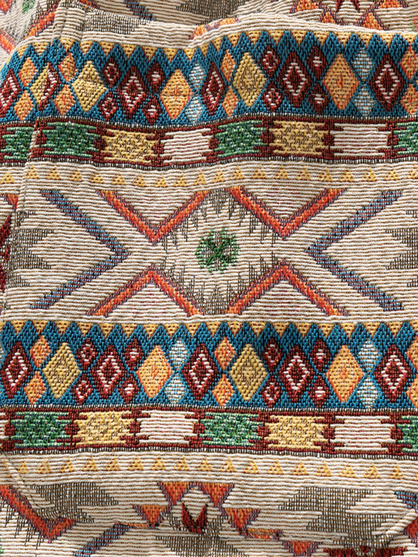 Ethnic Geometric Jacquard Drawstring Shorts
