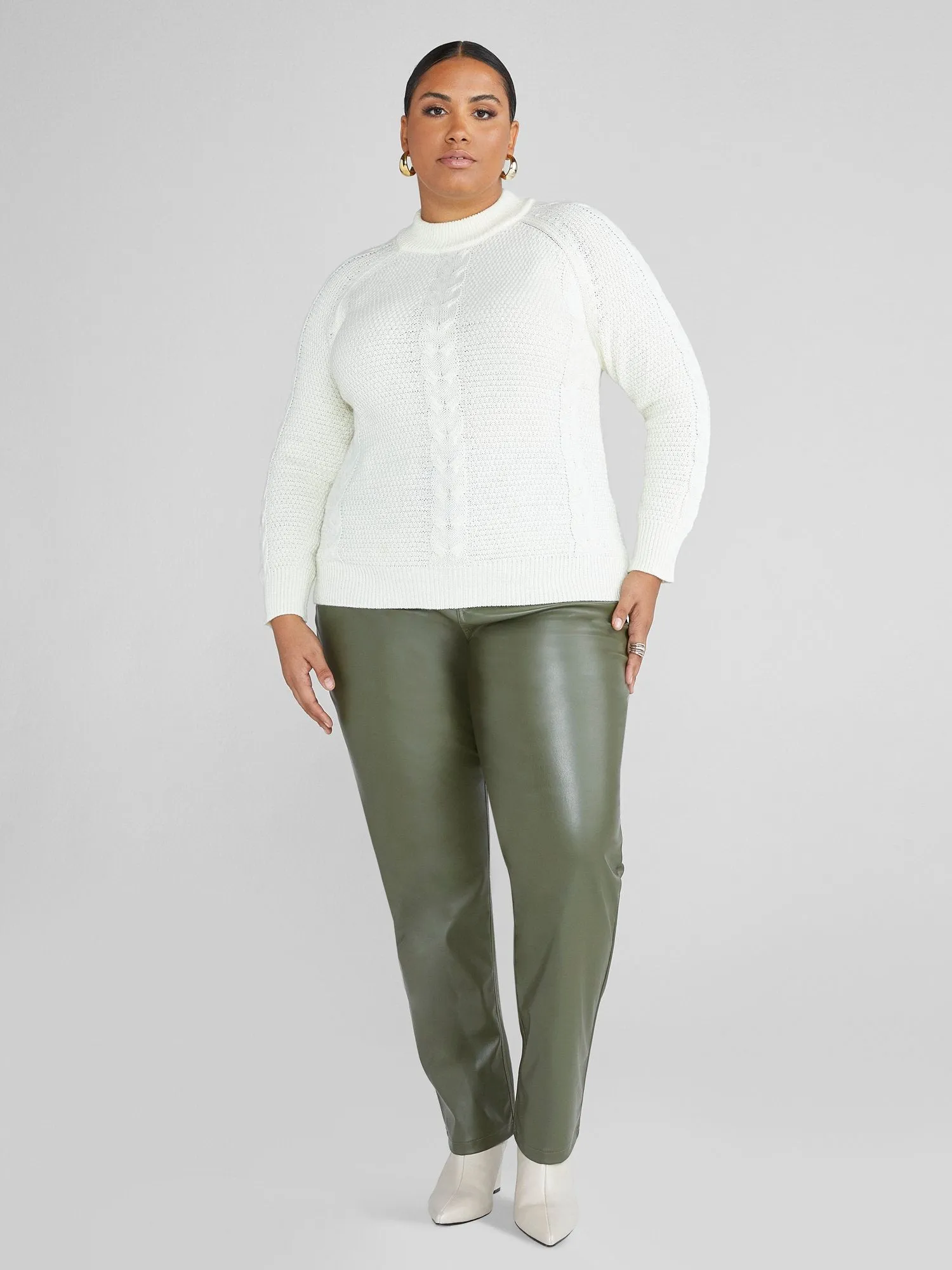 Evelyn Mockneck Cable Knit Sweater
