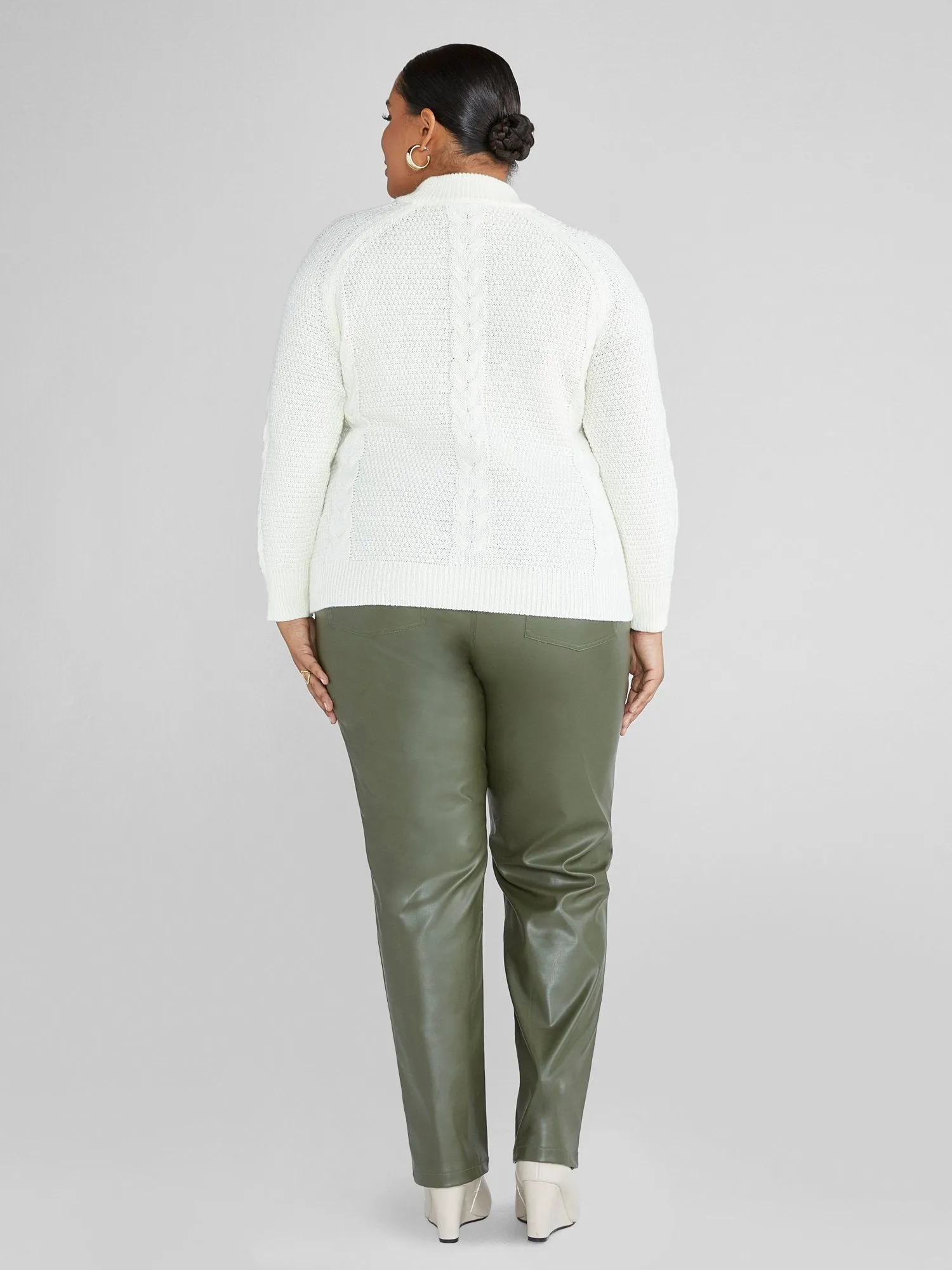 Evelyn Mockneck Cable Knit Sweater