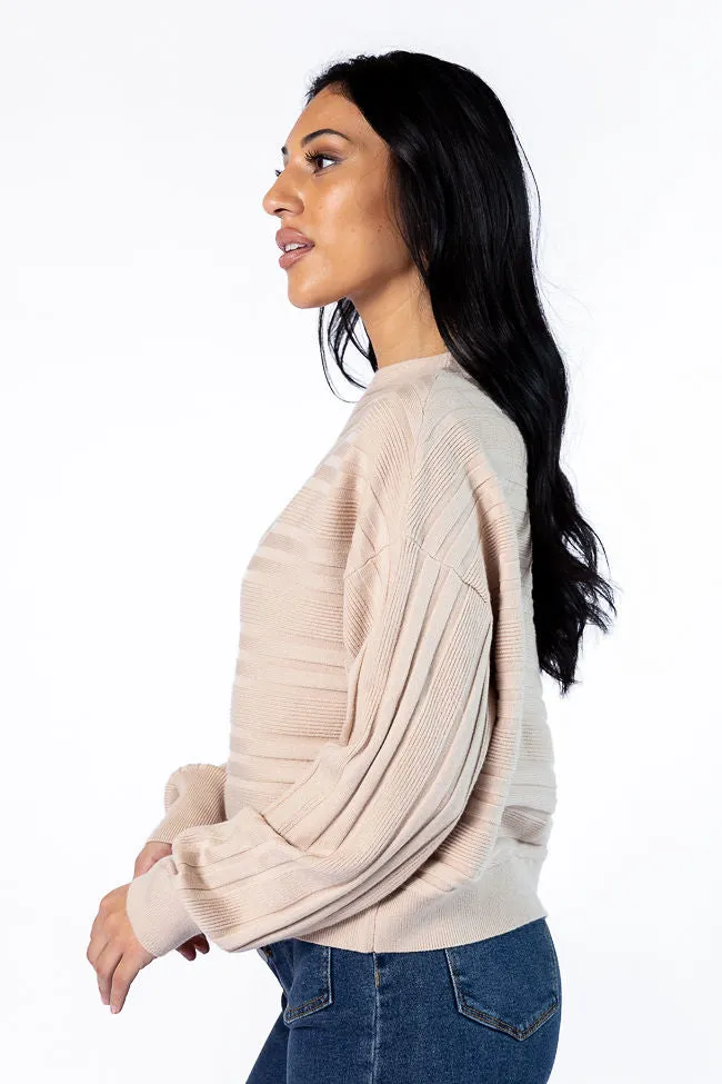 Feels Right Beige Off The Shoulder Ribbed Sweater SALE