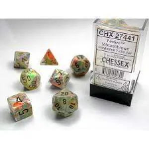 Festive Vibrant/Brown 7 Poly Dice Set