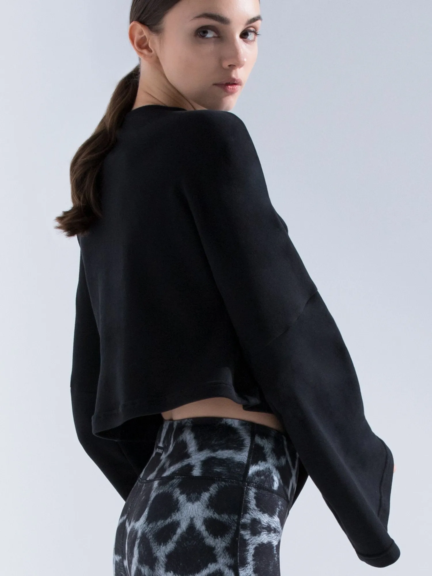 FLARED SLEEVE SWEATSHIRT, BLACK