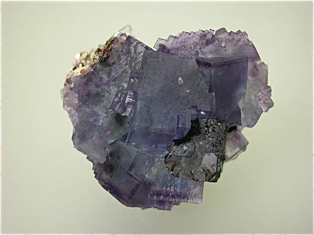 Fluorite and Galena, Rosiclare Level, Main Orebody, Denton Mine, Ozark-Mahoning Mining Company, Harris Creek District, S. Illinois, Mined 1989, Kalaskie Collection #42-139, Miniature 3.0 x 3.5 x 4.0 cm, $65. Online 1/12.