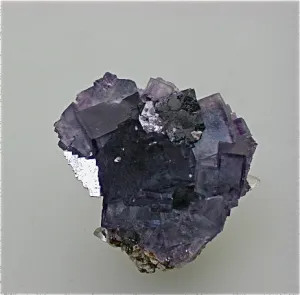 Fluorite and Galena, Rosiclare Level, Main Orebody, Denton Mine, Ozark-Mahoning Mining Company, Harris Creek District, S. Illinois, Mined 1989, Kalaskie Collection #42-139, Miniature 3.0 x 3.5 x 4.0 cm, $65. Online 1/12.