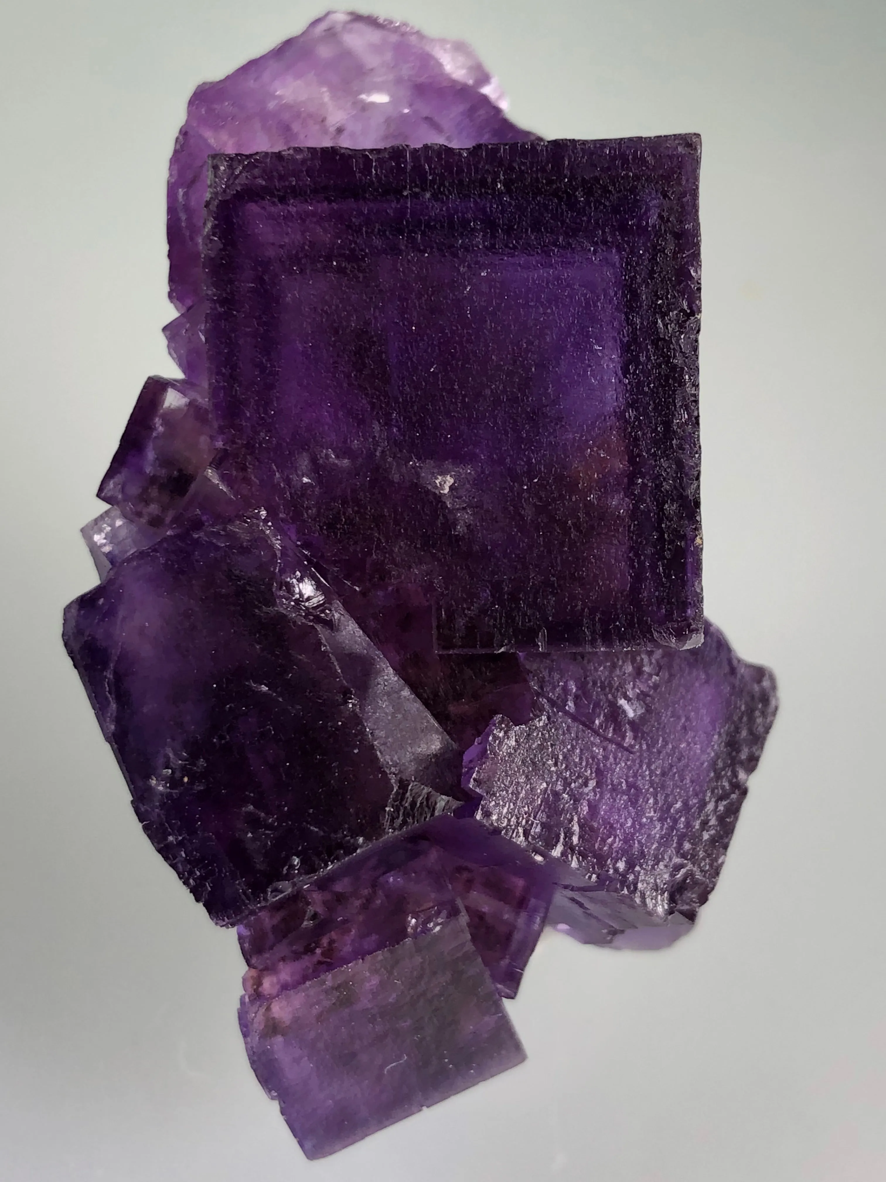 Fluorite on Sphalerite, Denton Mine attr., Ozark-Mahoning Company, Harris Creek District attr., Southern Illinois, Mined c. late 1980’s, ex. Roy Smith Collection, Miniature, 2.7 x 3.5 x 5.8 cm, $200. Online Nov. 21.