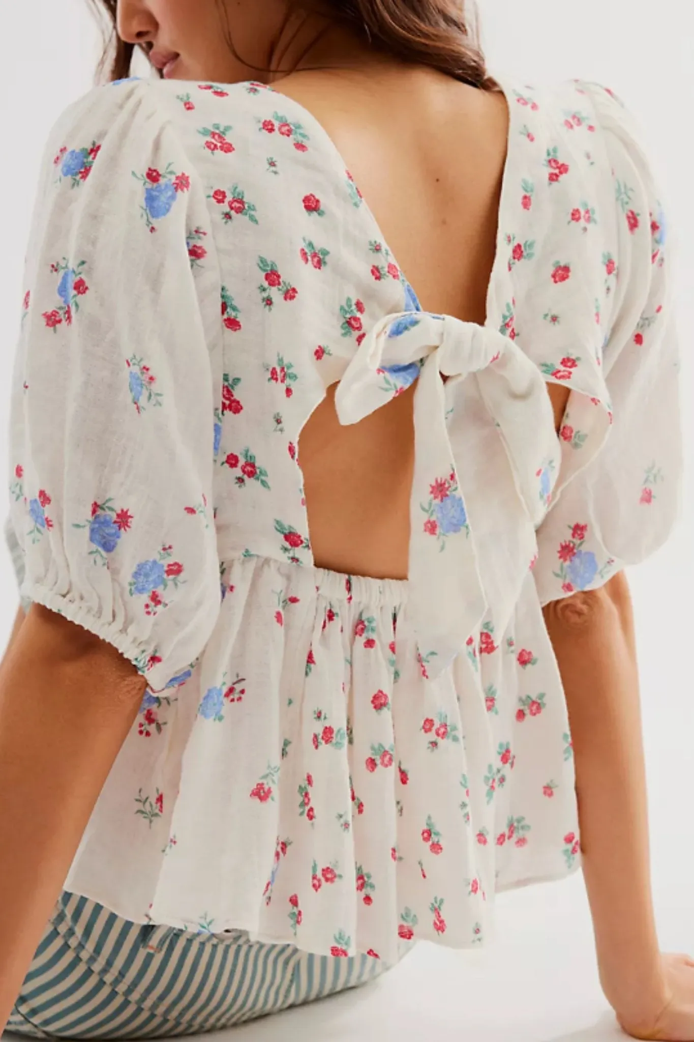 Free People: Chloe Printed Top in Tea Combo