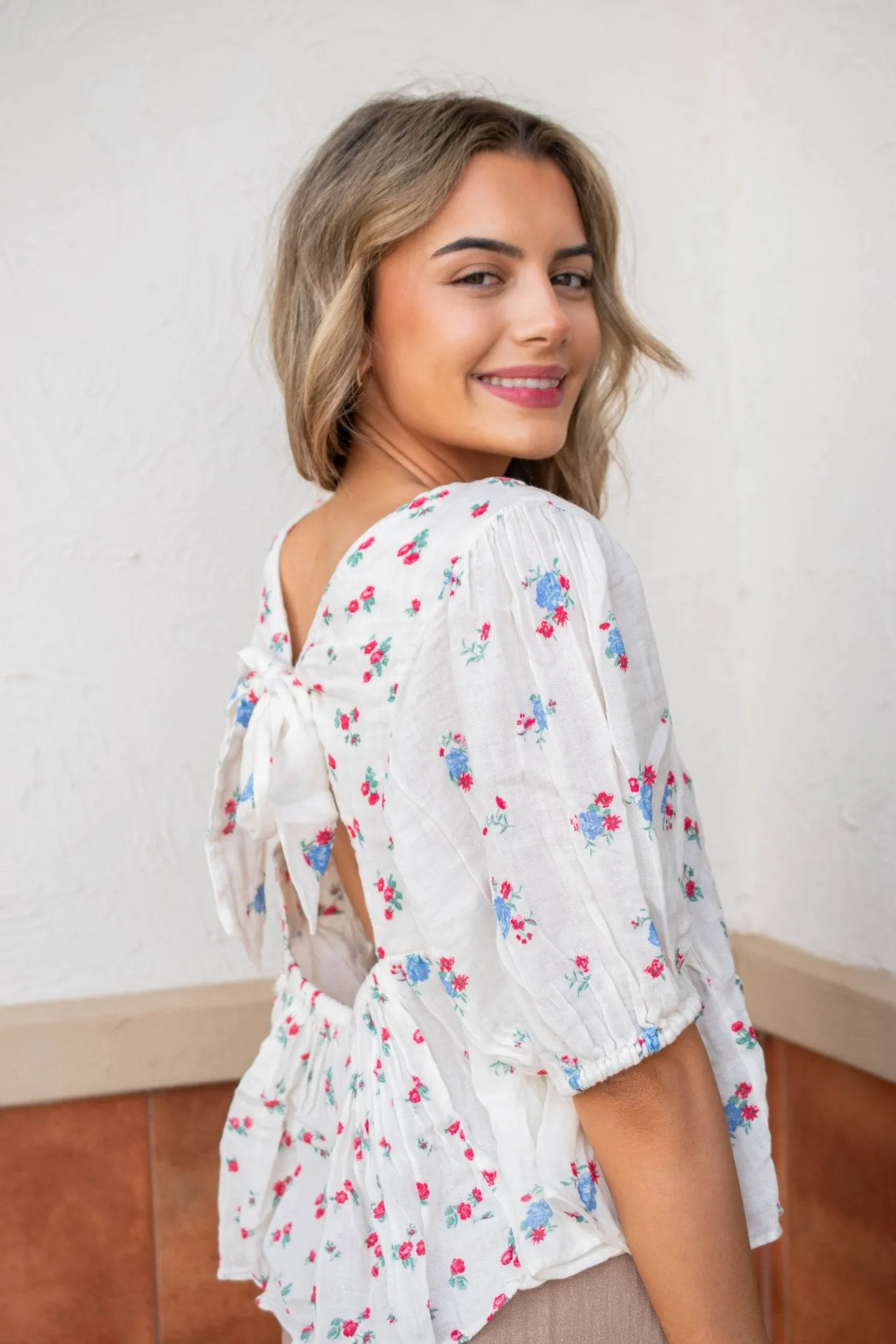 Free People: Chloe Printed Top in Tea Combo