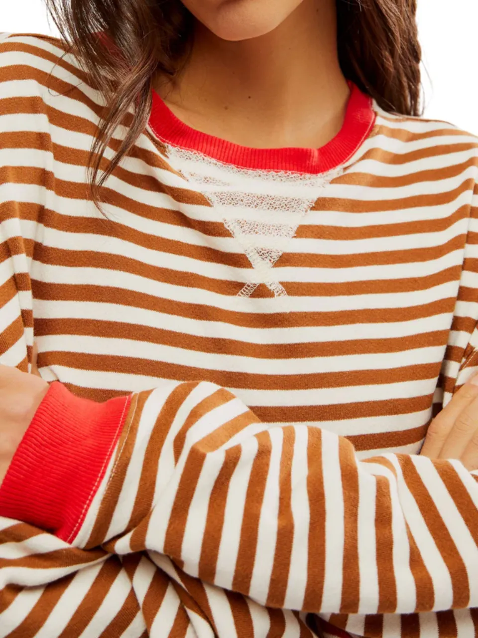 FREE PEOPLE Classic Striped Oversized Crewneck