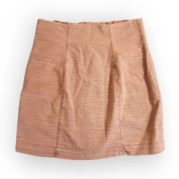 FREE PEOPLE Every Minute Every Hour Terra Cotta Button-Up Mini Skirt Noble Adobe