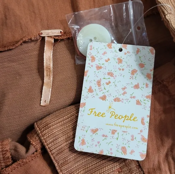FREE PEOPLE Every Minute Every Hour Terra Cotta Button-Up Mini Skirt Noble Adobe
