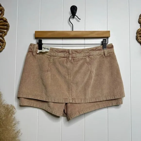 Free People micro skort 27 corduroy cotton micro shorts festival boho skirt