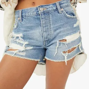 Free PeopleMaggie Mid Rise Frayed Hem Distressed Shorts