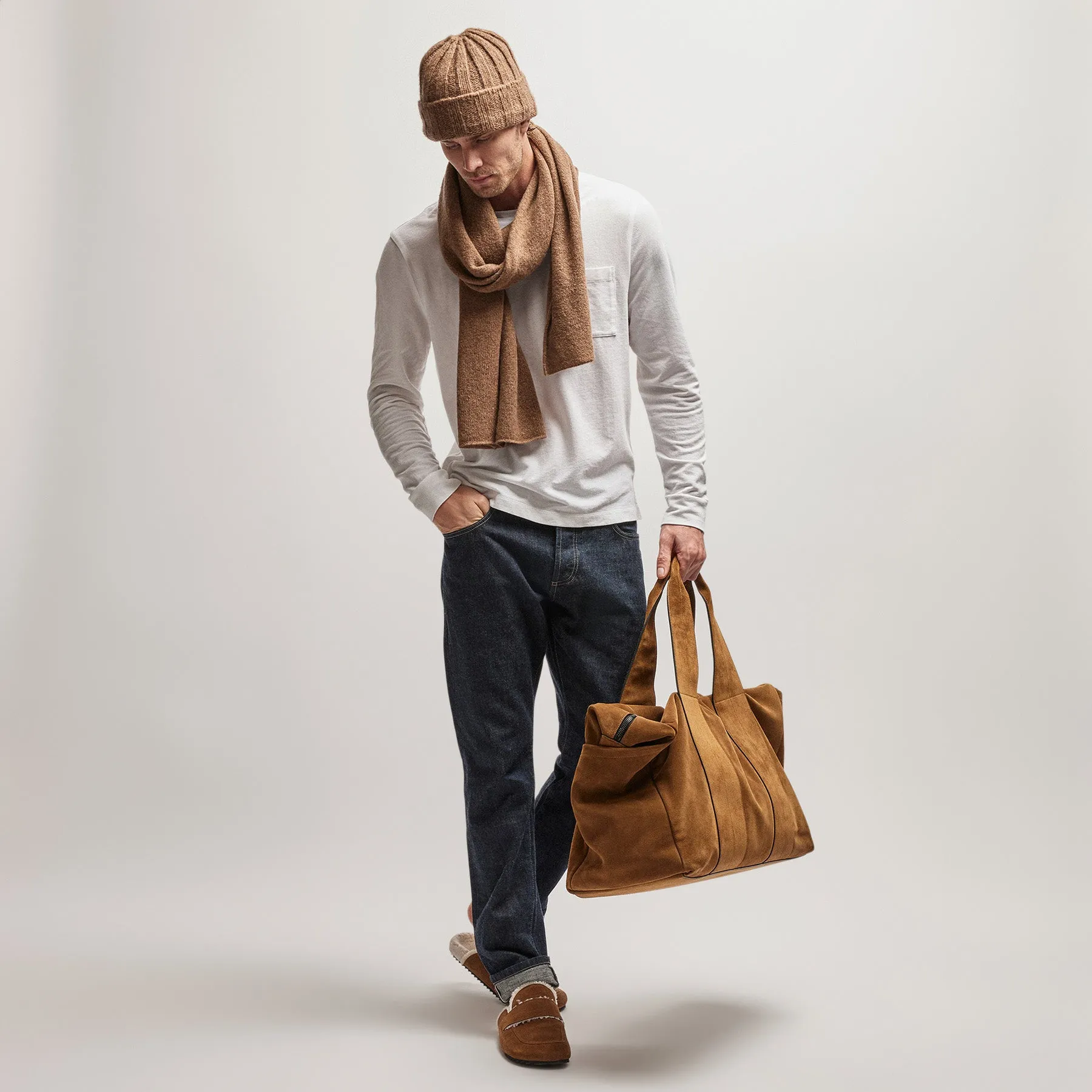 French Terry Pocket Crew - White