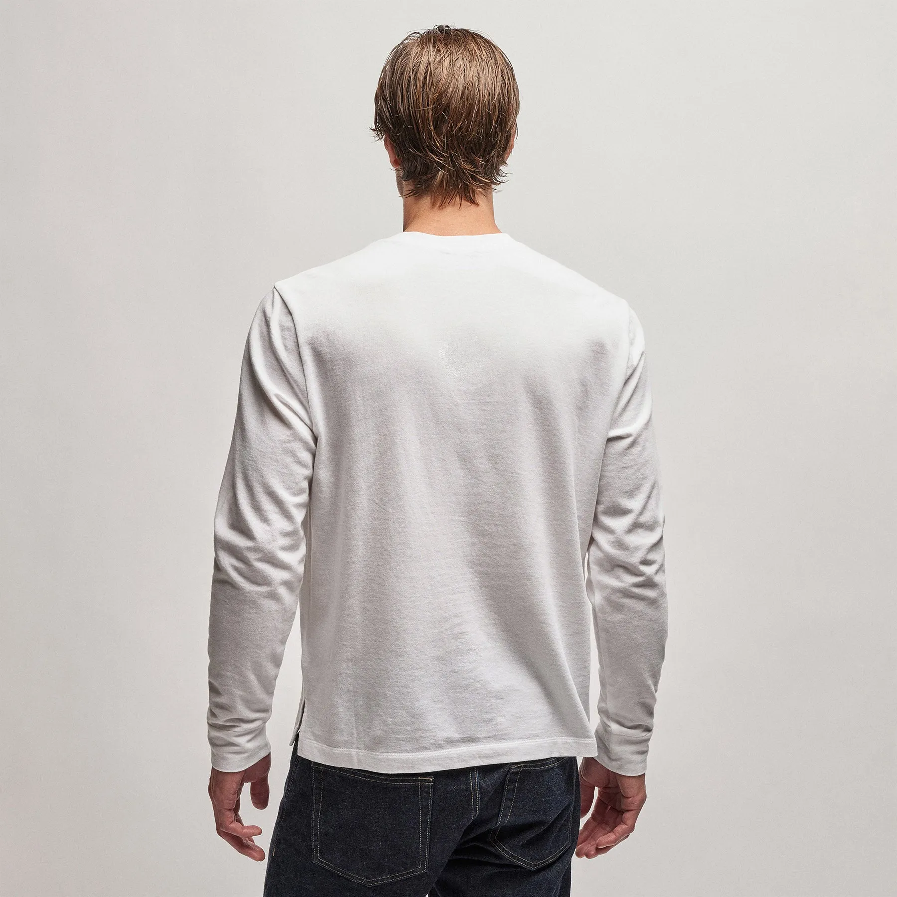 French Terry Pocket Crew - White