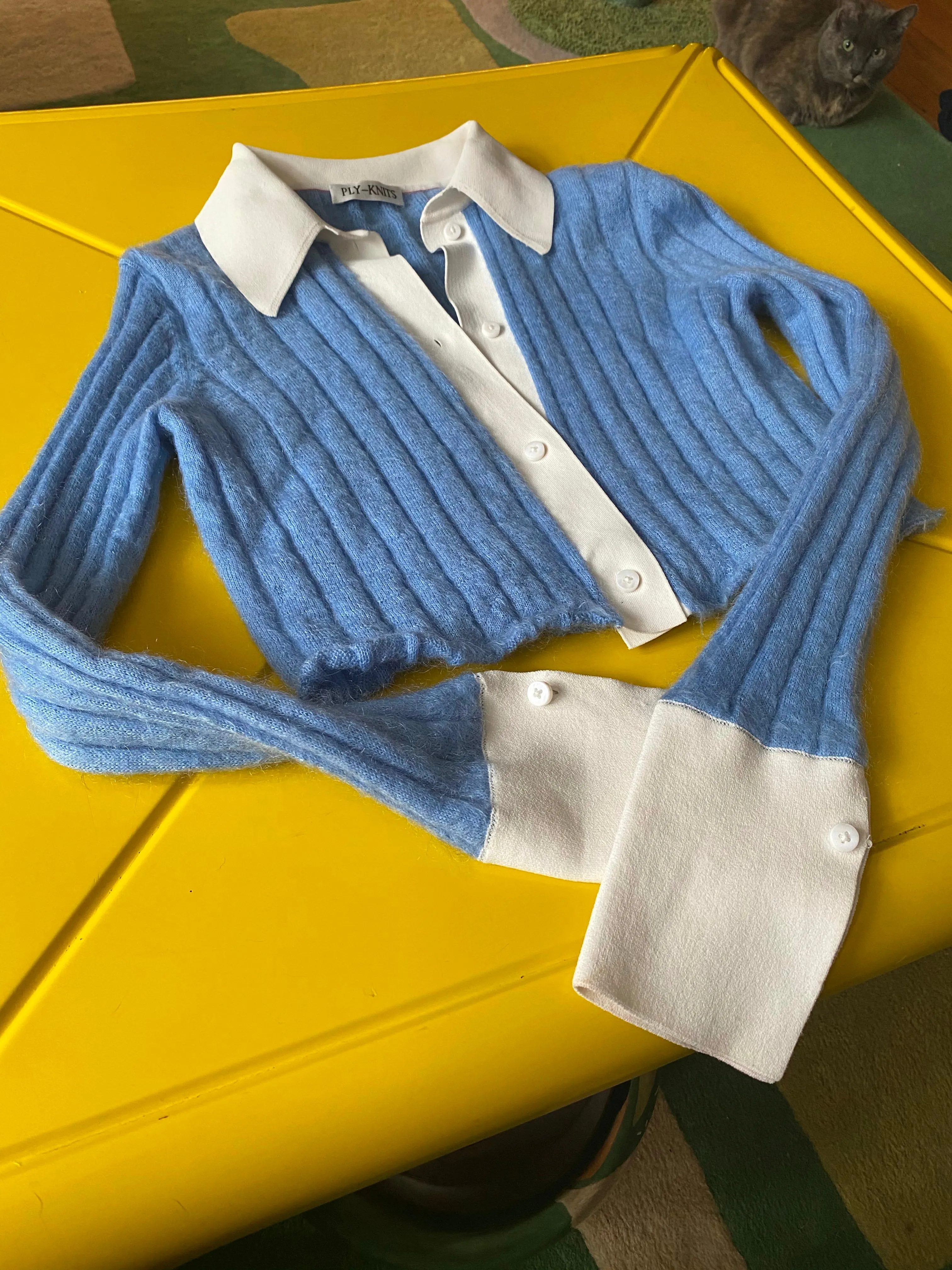 GILLIAN CROPPED SERIOUS SHIRT IN BANKER-BLUE