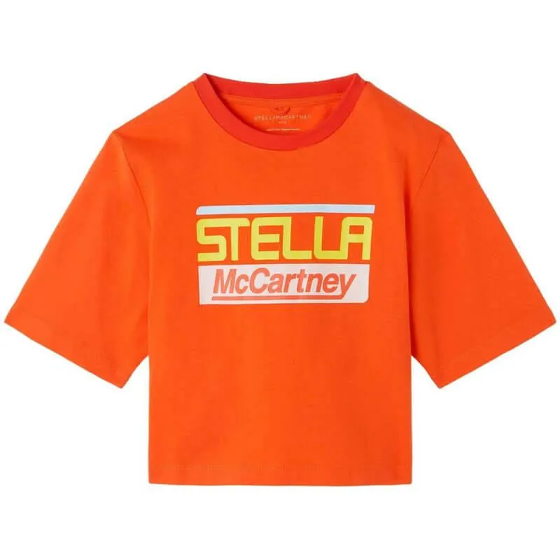 Girls Orange Logo Crop T-Shirt