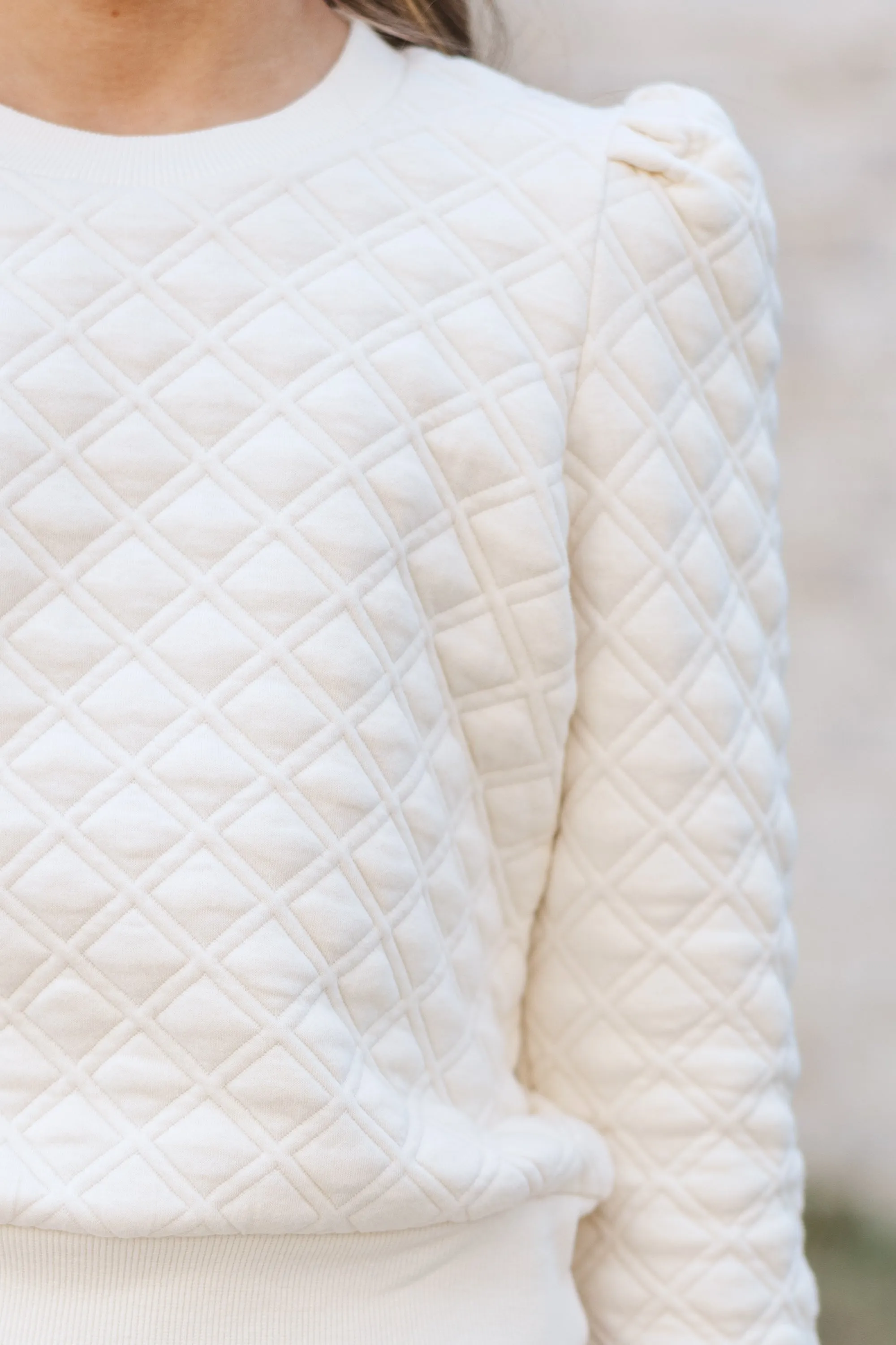 Girls: The Courtney Cream Quilted Pullover