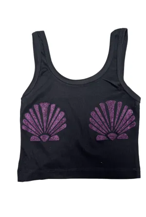 Glitter Purple Mermaid Crop Singlets