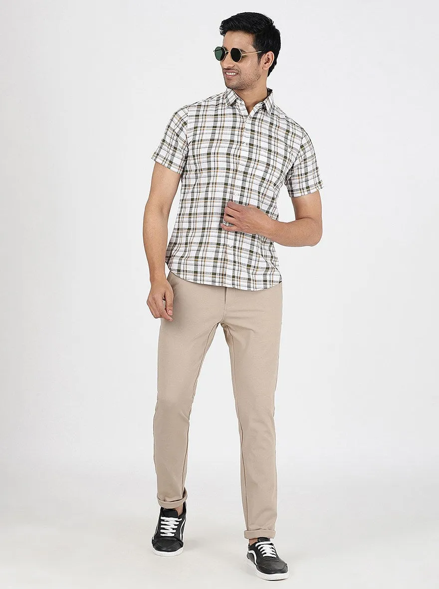 Green Checked Slim Fit Casual Shirt | Greenfibre
