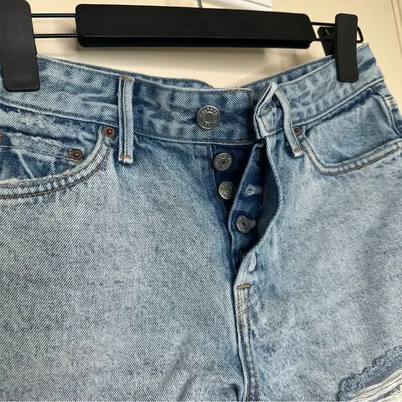GRLFRND Helena High Rise Cut Off Shorts in True Blue