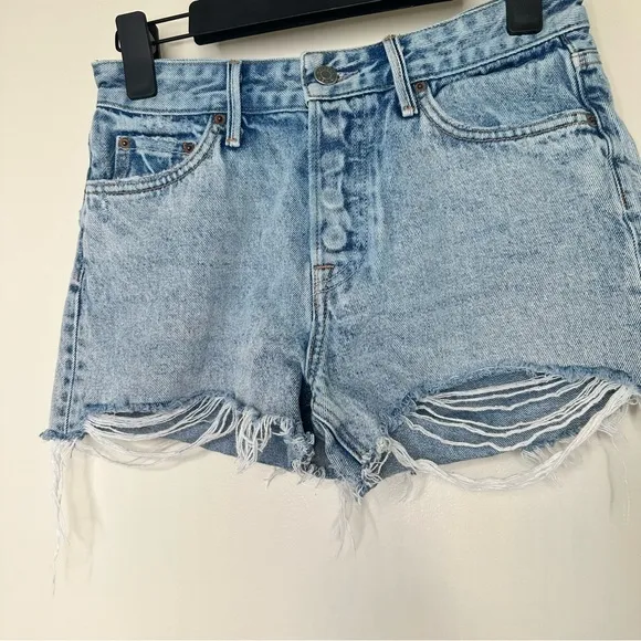 GRLFRND Helena High Rise Cut Off Shorts in True Blue
