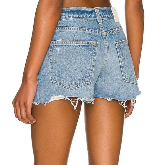 GRLFRND Helena High Rise Cut Off Shorts in True Blue