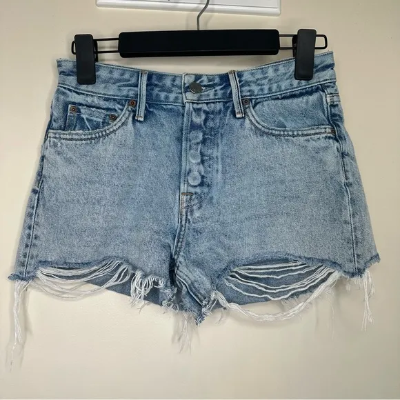 GRLFRND Helena High Rise Cut Off Shorts in True Blue