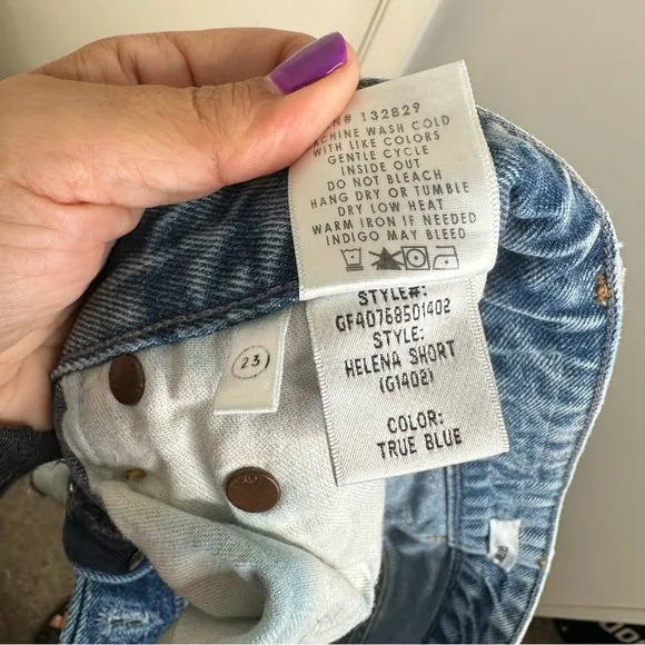 GRLFRND Helena High Rise Cut Off Shorts in True Blue